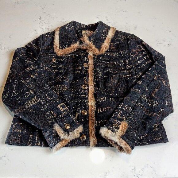 Wraps by Canvasbacks Rabbit Trim Print Jacket - Picture 3 of 9